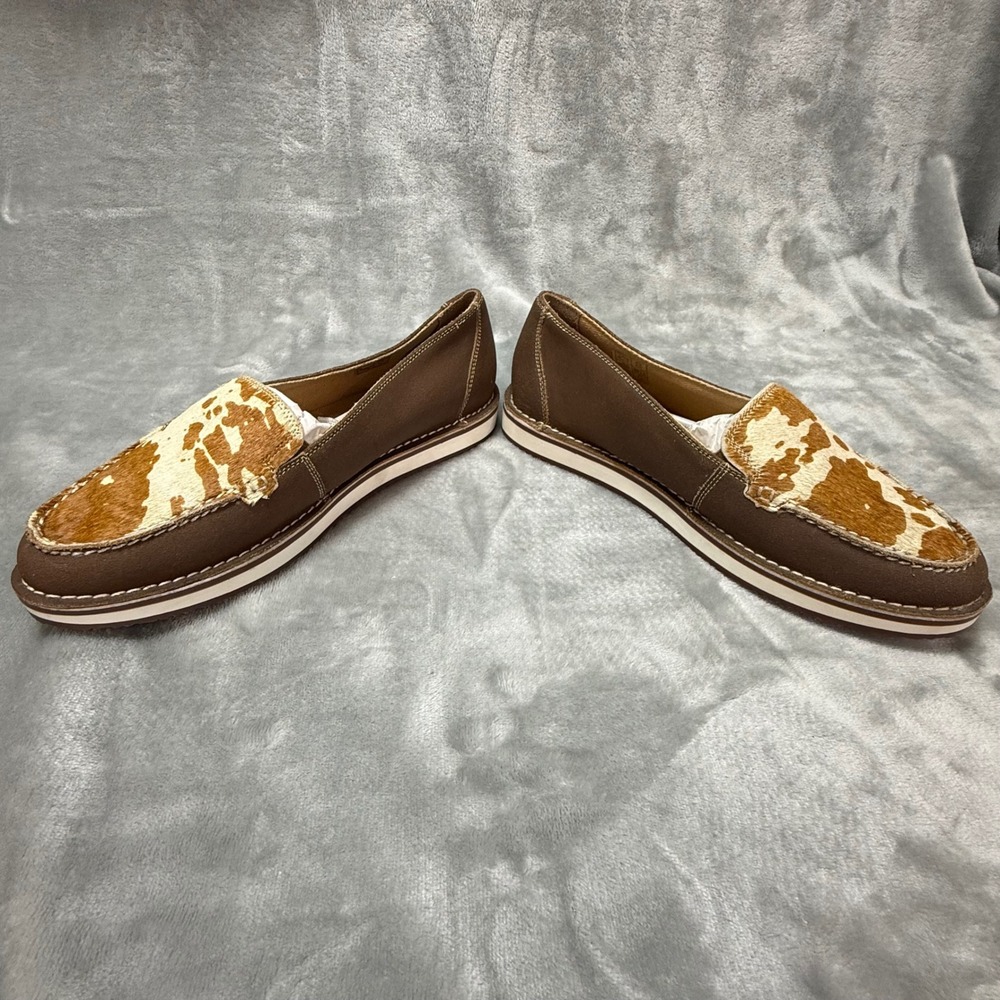 Myra Bag Cruiser Shoes Womens 10 Dark Tan Chestnut Cow Print Hair On Hide Loafer - Picture 8 of 9